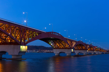 Fototapeta na wymiar Seongsan Bridge in Seoul, South Korea.