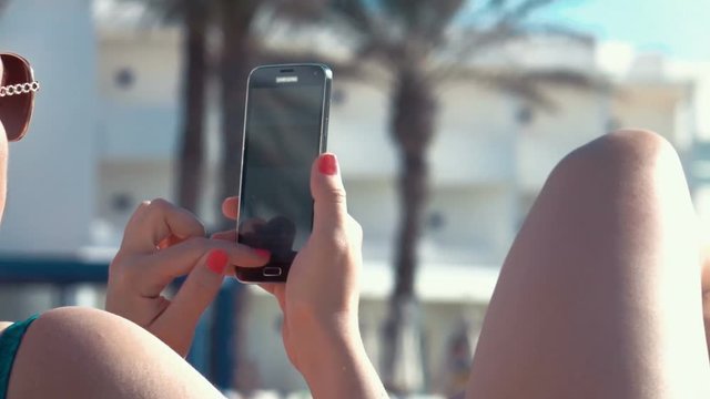  High quality video of woman using mobile phone in real 1080p slow motion 250fps