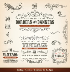 Vintage Calligraphic Frames, Banners And Badges - 186548553