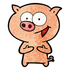 cheerful pig cartoon