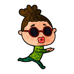 cartoon woman wearing sunglasses
