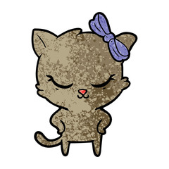 Obraz na płótnie Canvas cute cartoon cat with bow