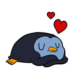 cartoon penguin with love hearts