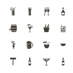 Alcoholic icons. Perfect black pictogram on white background. Flat simple vector icon.