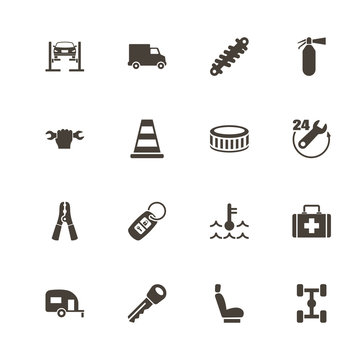 Car Repair icons. Perfect black pictogram on white background. Flat simple vector icon.