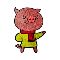 happy cartoon pig