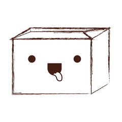 sealed kawaii cardboard box in monochrome blurred silhouette