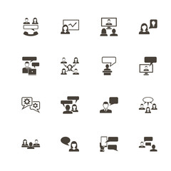 Business Communication icons. Perfect black pictogram on white background. Flat simple vector icon.