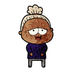 cartoon happy old lady