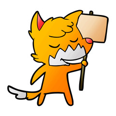 fox cartoon character with protest sign