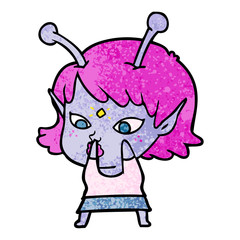 pretty cartoon alien girl