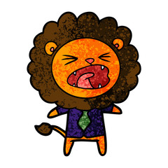 cartoon lion in business clothes