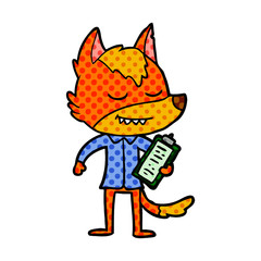 office worker fox cartoon character