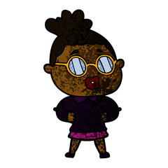 cartoon woman wearing spectacles