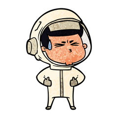 cartoon stressed astronaut