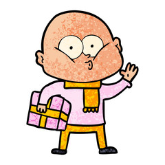 cartoon bald man staring