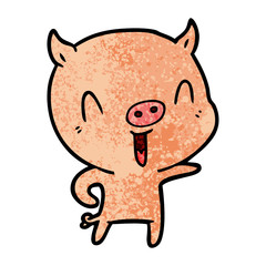 happy cartoon pig