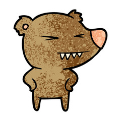 angry bear cartoon with hands on hips