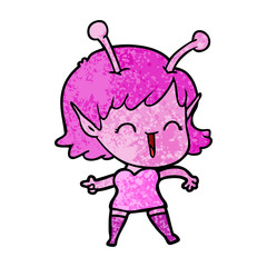 cartoon alien girl laughing