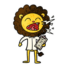 cartoon roaring lion doctor