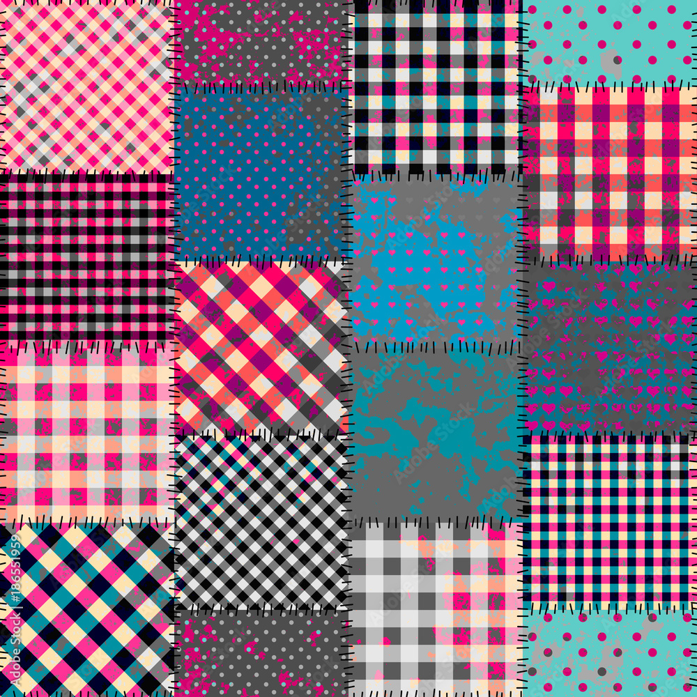 Poster Seamless background pattern. Geometric patchwork pattern of a squares.