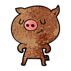 happy cartoon pig