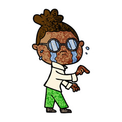 Obraz premium cartoon crying woman wearing spectacles
