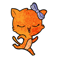 cartoon cat with bow on head