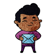 happy cartoon man with gift