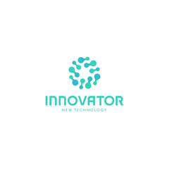 Related innovative abstract logo. New technology vector symbol. Innovator logotype.