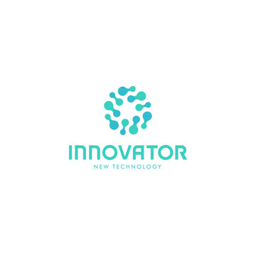 Related innovative abstract logo. New technology vector symbol. Innovator logotype.