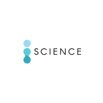 Abstract blue, turquoise color science logo, molecule vector logo.