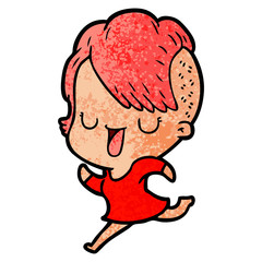 cute cartoon girl with hipster haircut