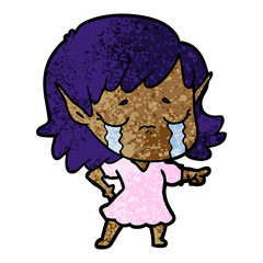 crying cartoon elf girl