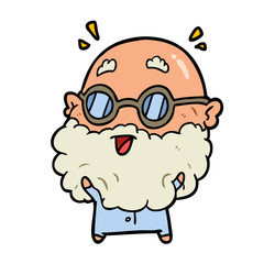 cute cartoon surprised old man