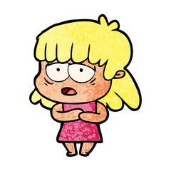 cartoon tired woman
