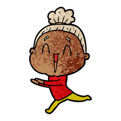 cartoon happy old lady