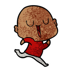 happy cartoon bald man
