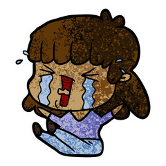 cartoon woman in tears
