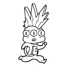 cartoon three eyed alien rocker