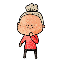cartoon happy old woman