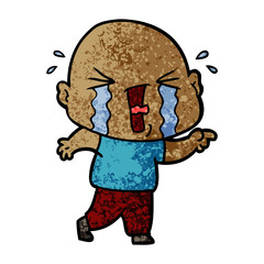 cartoon crying bald man