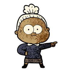 cartoon happy old woman
