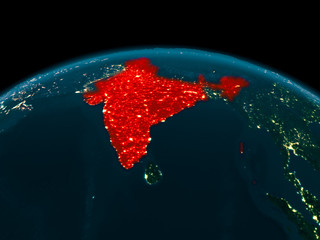 Orbit view of India at night