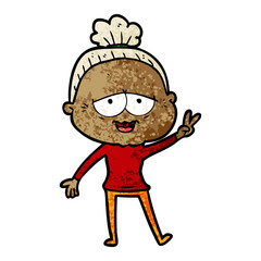cartoon happy old lady