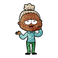 cartoon happy old lady