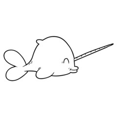 cartoon narwhal © lineartestpilot