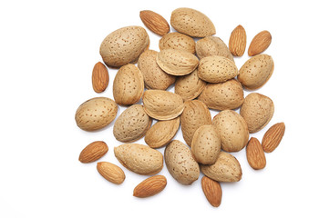 Almonds on white