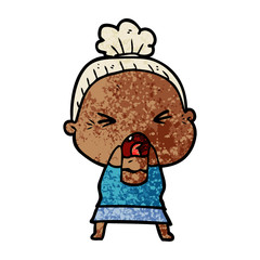 cartoon angry old woman