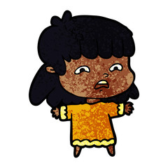 cartoon worried woman